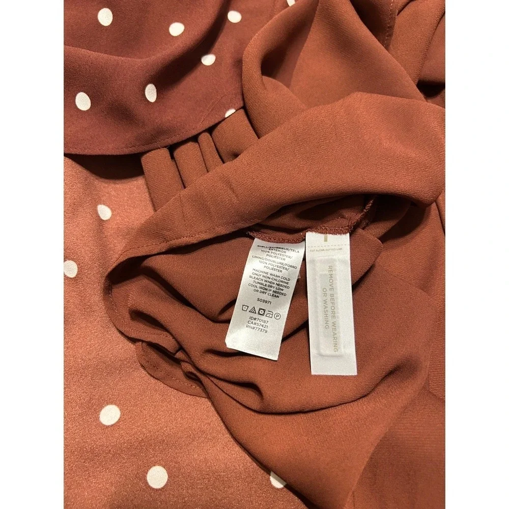 Ann Taylor Polka Dot‎ Wrap Midi Dress Rust Brown White Sleeveless Size 8 NWT